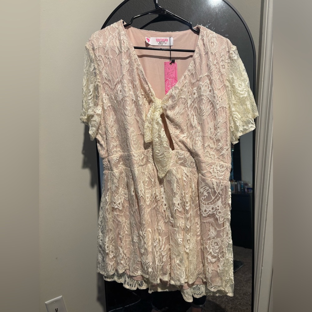 Southern Fried Chics Ivory Romper 3X